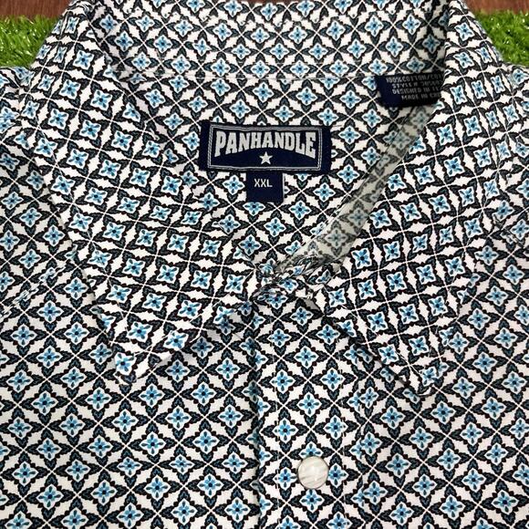 Panhandle Slim Other - Vintage Pearl Snap Western Shirt 2XL‎ Geometric AOl Pattern EUC Panhandle Slim